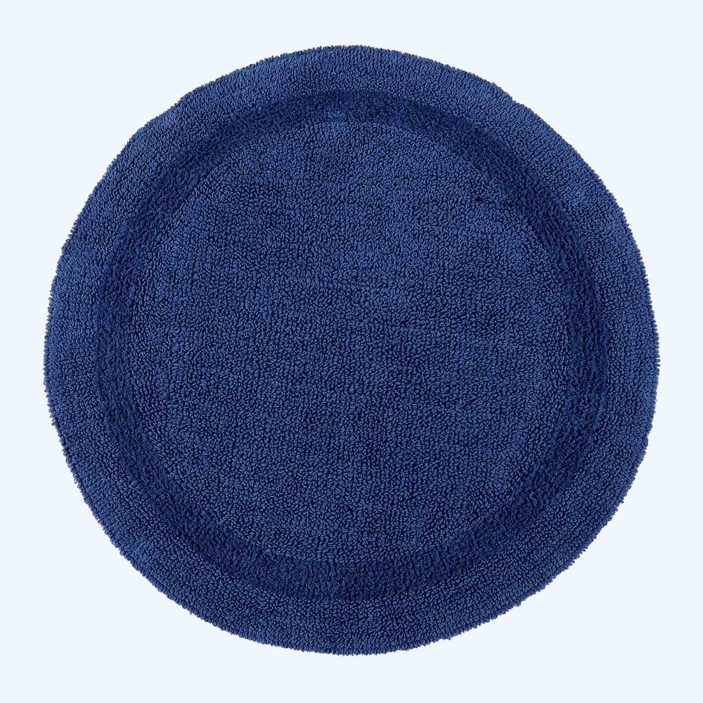 HOMESCAPES Tapis rond bleu foncé 80 cm 100 % coton Image du produit 