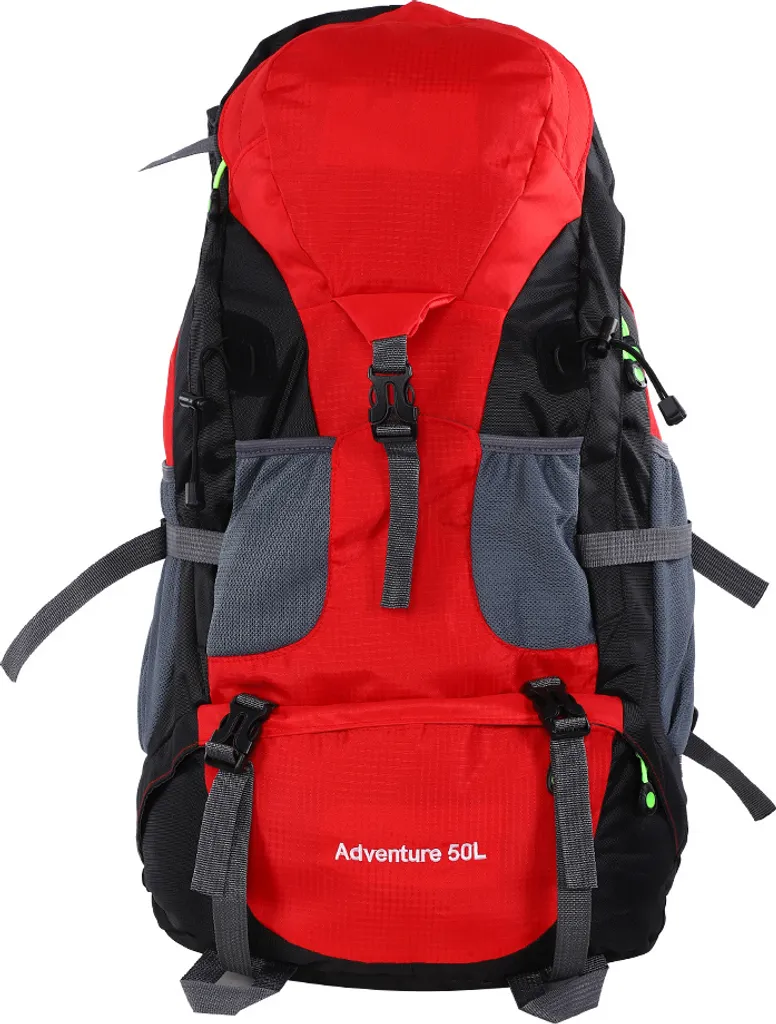 Sac de randonnée 50L rouge étanche pour trekking et sport outdoor