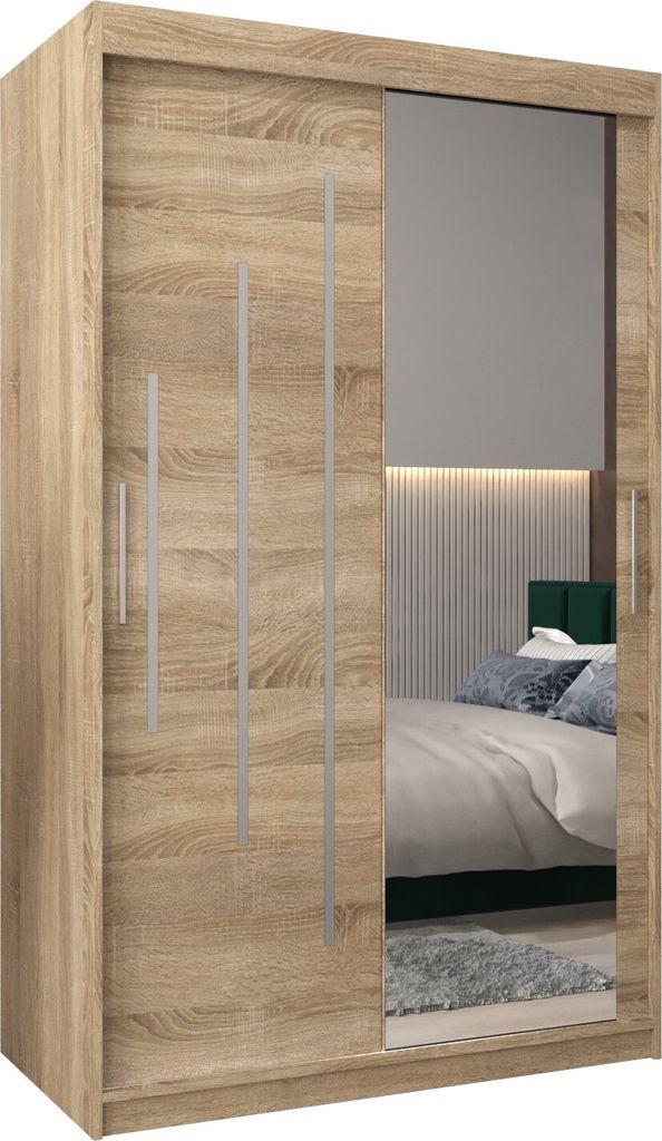 Kleiderschrank, Schiebetürenschrank Schlafzimmer, Schrank mit Spiegel YORK 2 120 cm