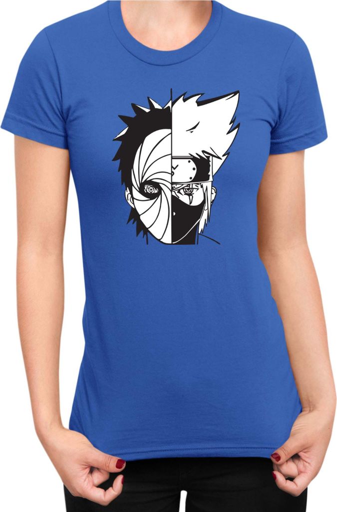 Damen T-Shirt Naruto Kakashi Vs Obito, Lady XS / Blau