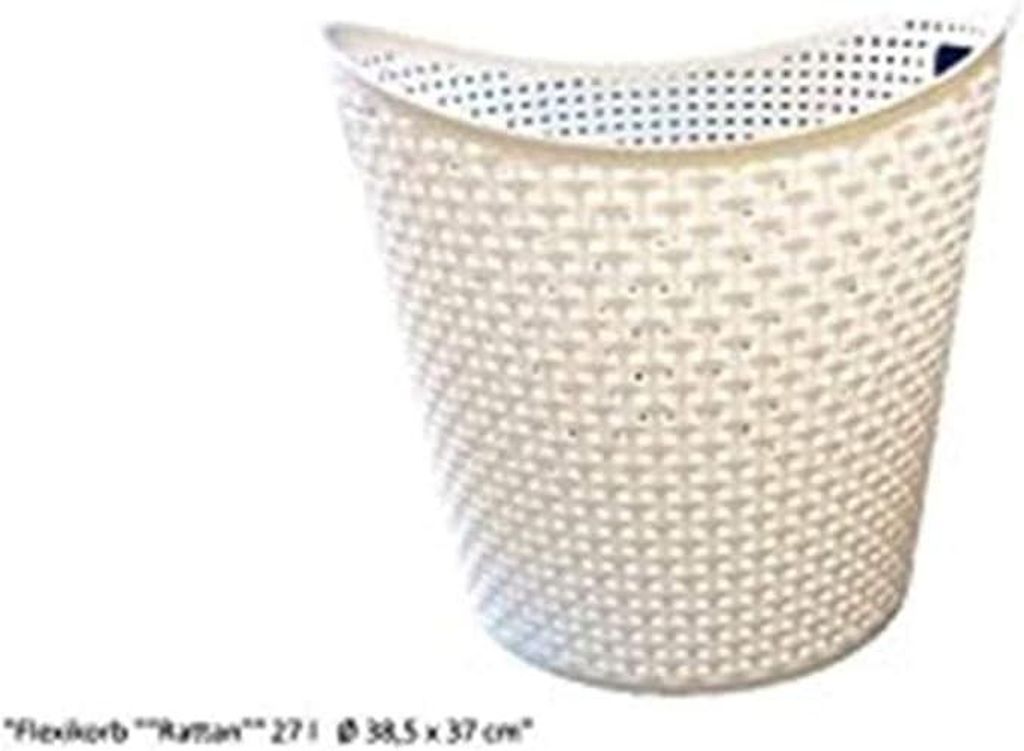 XXL Wäschekorb aus Rattan in Weiß, 38,5 x 37 cm, 27 Liter Produktbild 