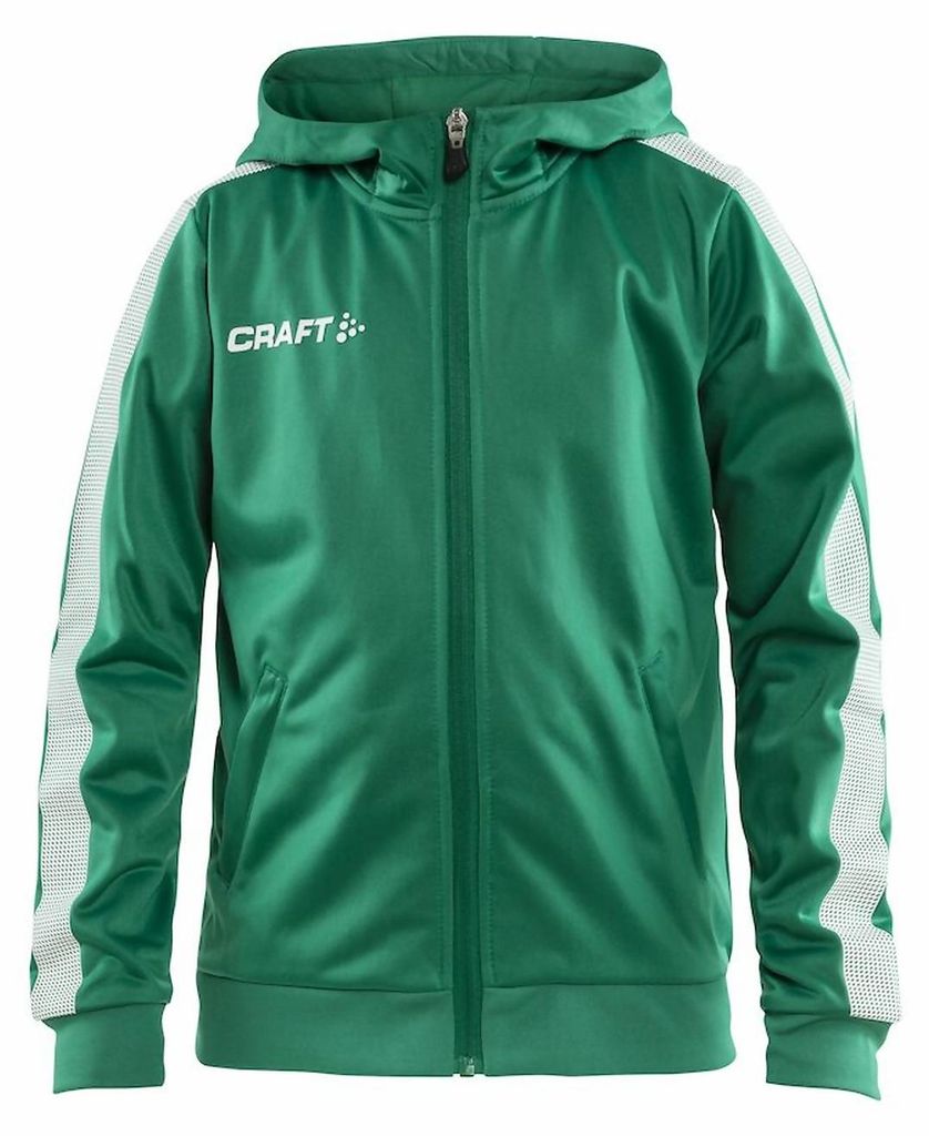 CRAFT Pro Control Hood Jacket JR Team Green/White 122/128