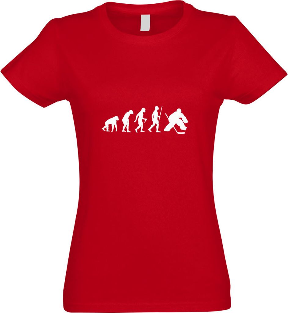 Kiwistar - T-Shirt tailliert - Damen - rot - Eishockey Puck Evolution II - mit Motiv Bedruckt - Funshirt Design - Sport - Freizeit - Damen - XXL