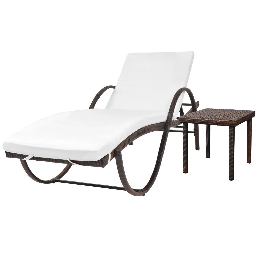 Lit de jardin modulable en poly rotin marron avec tablette intégrée - 13