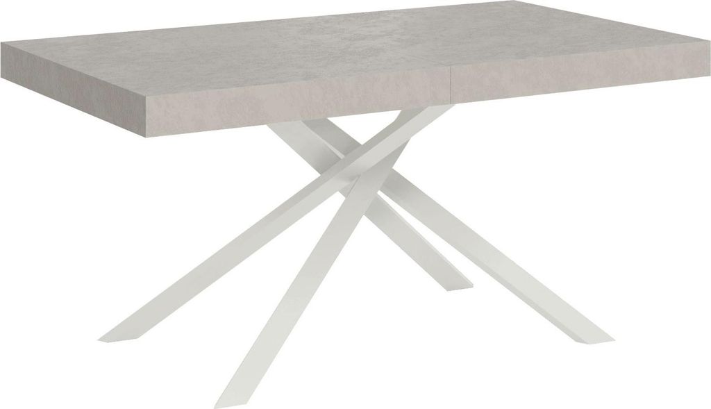 ITYHOME - Ausziehtisch 160/264x90 cm Karida Kaschmir Tischbeine Weiß