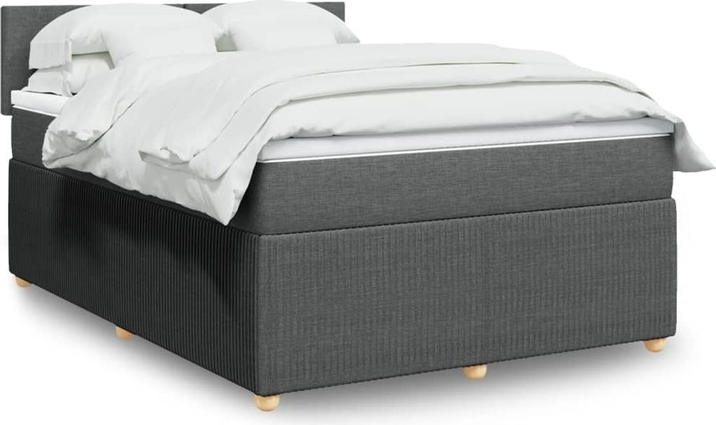 "2026 Promotion" Boxspringbett mit Matratze - Dunkelgrau - 140x190 cm - Stoff - Polsterbett CC14746
