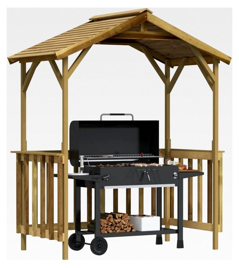 Grillpavillon aus imprägniertem Kiefernholz, 163,5 x 93 x 210 cm, mit geneigtem Dach - Montage erforderlich