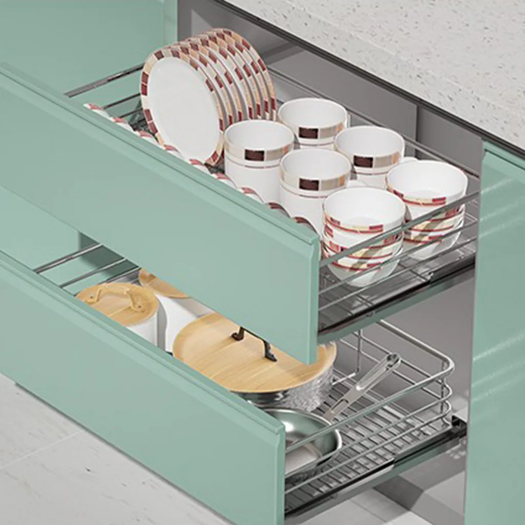 Cassetti Estraibili Telescopici Per Cucina 50 Cm | HENGMEI 4 Pezzi | Organizer Per Armadi E Dispensa | Cestelli In Metallo Cromato Portata 20 Kg
