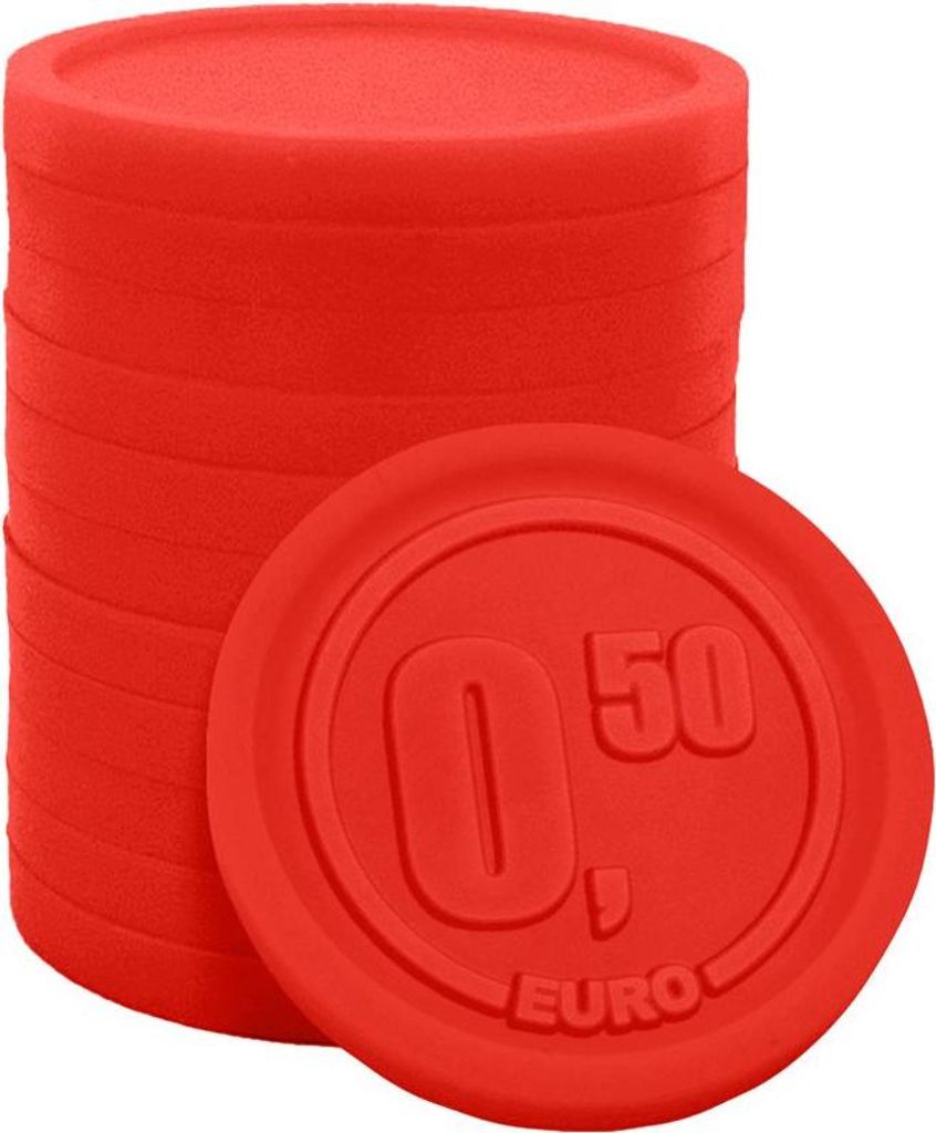 CombiCraft Wertmarken Chip Rot mit 0,50 Euro Reliefprägung - 250 Stück