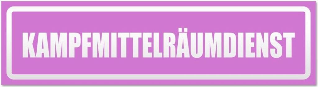 Kiwistar - Autoaufkleber - Flieder - 60 x 16 cm - Kampfmittelräumdienst invertiert - Hinweis Aufkleber Sticker für Auto, Kfz, Fahrrad, PKW, LKW