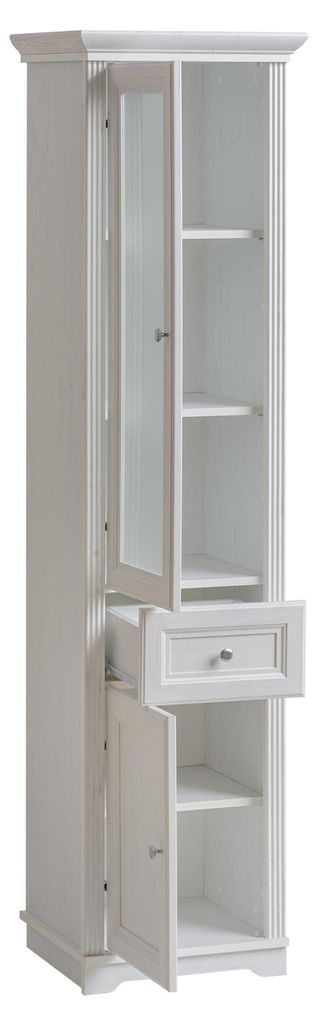 Hochschrank Badmöbel Unterschrank Hochschrank weiß Badschrank Badezimmer Holz