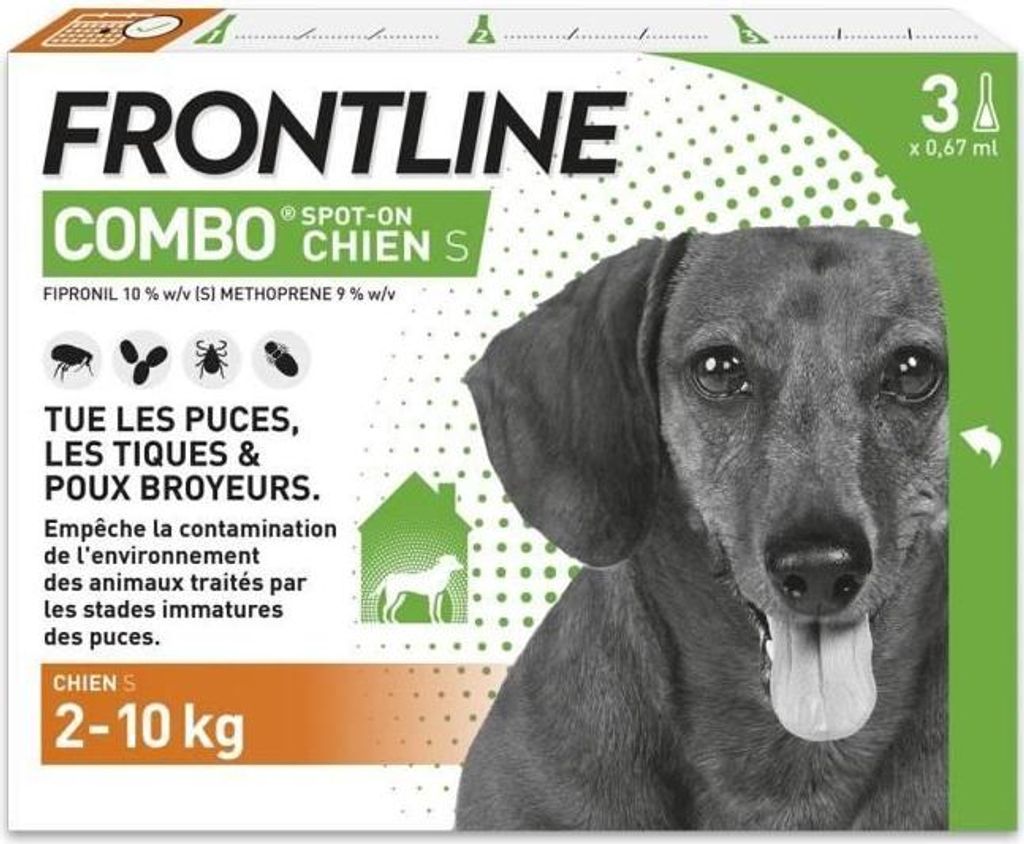 FRONTLINE 3 COMBO Antiparasitäre Pipetten für Hunde - 2 bis 10 kg - Flöhe, Zecken, Läuse