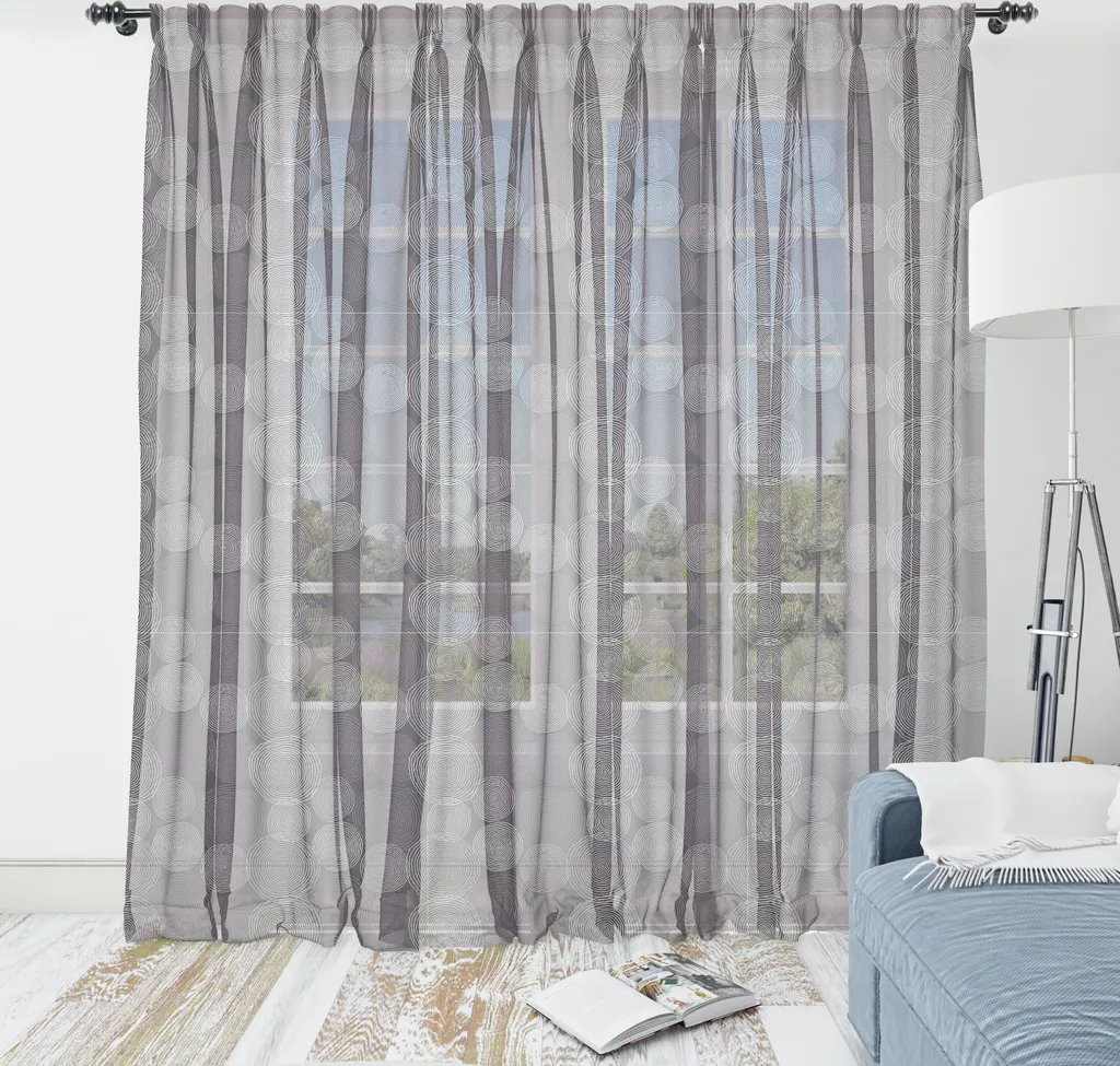 ABAKUHAUS Arazzo astratto, design moderno disegnato a mano Cerchi intricati, soggiorno camera da letto tessuto da parete in raso setoso, 220 cm x 274 cm, melanzana viola grigio