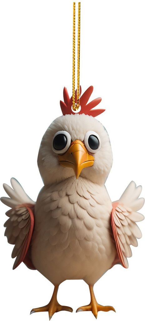 Weihnachtsbaum Huhn Form Ornament Realistisches Aussehen Cartoon Hängen Anhänger Auto Schlüssel Ring Dekoration Geschenk A
