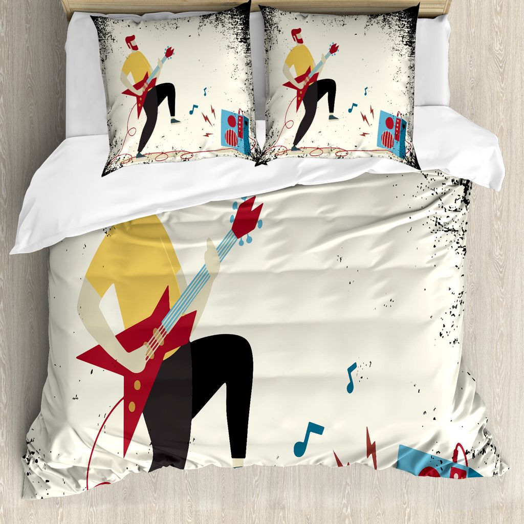 ABAKUHAUS Rock'n'Roll Bettbezug Set für Einzelbetten, Junger Mann Performing, Milbensicher Allergiker geeignet mit Kissenbezug, 200 cm x 200 cm - ...