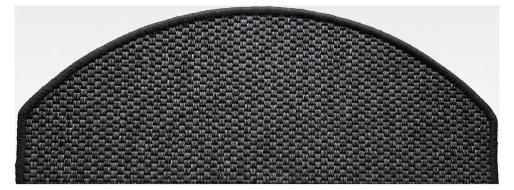 Primaflor Stufenmatte Natura - Anthrazit, 15er Set, Selbstklebende Teppichmatte Halbrund, Rutschhemmender Treppenschutz für Innen in Sisal-Optik