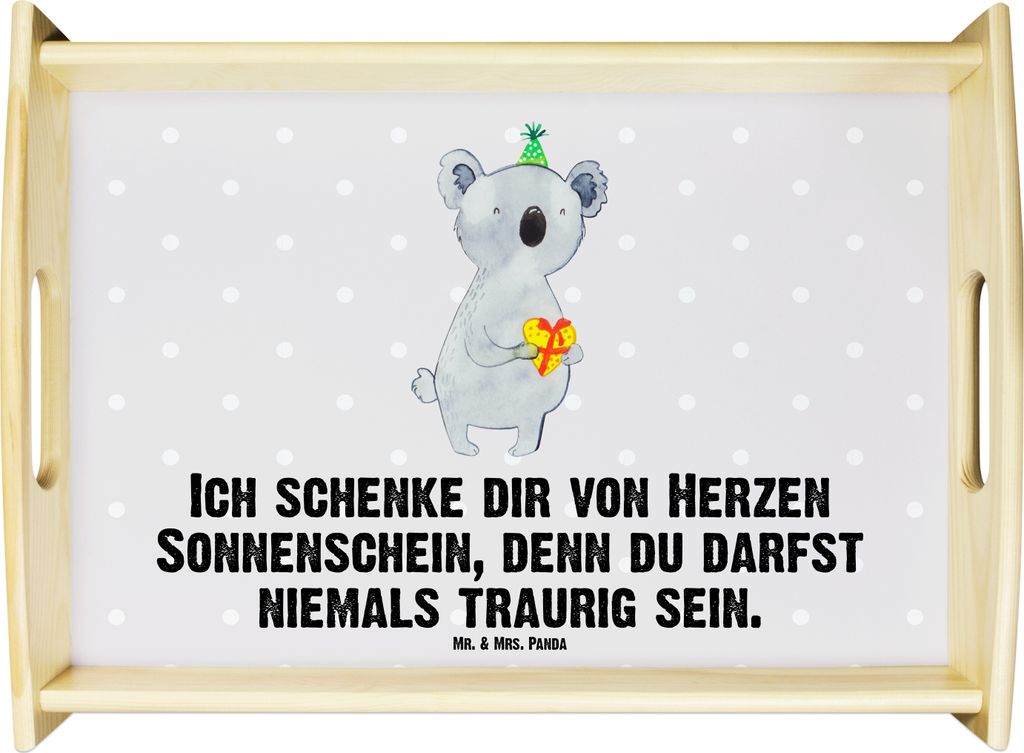 Mr. & Mrs. Panda tablett holz Koala Geschenk - Grau Pastell Produktbild 