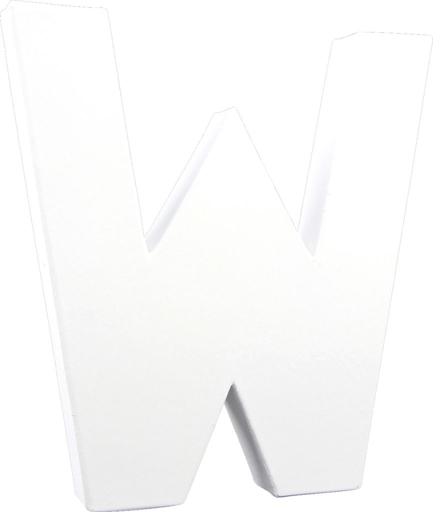 Décopatch 3x Weißes Pappmaché, Buchstabe W, 20,5cm - Weiß AC722C