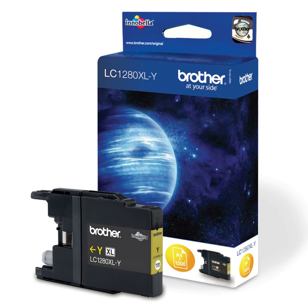 Brother LC1280XLY, Wysoka (XL) wydajność, Żółty, Tusz na Zdjęcie produktu 