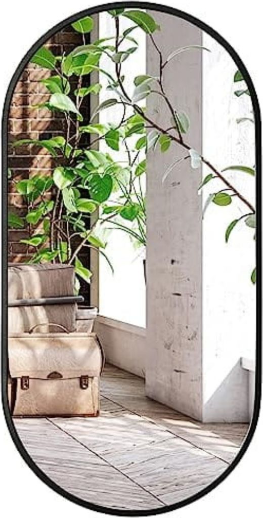 Ovaler Spiegel mit Aluminiumrahmen, ideal für Badezimmer, Flur und Wohnzimmer 80x40 cm in schwarz, industrieller Loft-Stil, vielseitiges Design