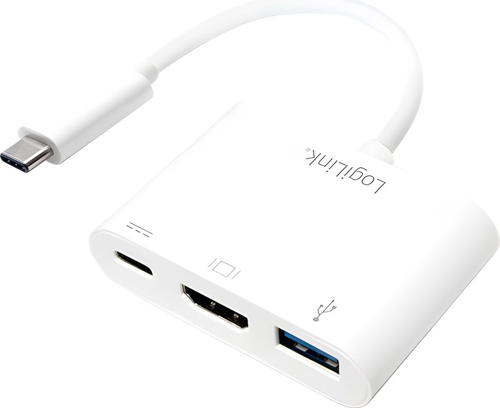 LogiLink 0.14m, 2xUSB-C/HDMI+USB A, Weiß, 1920 x 1080 Produktbild 