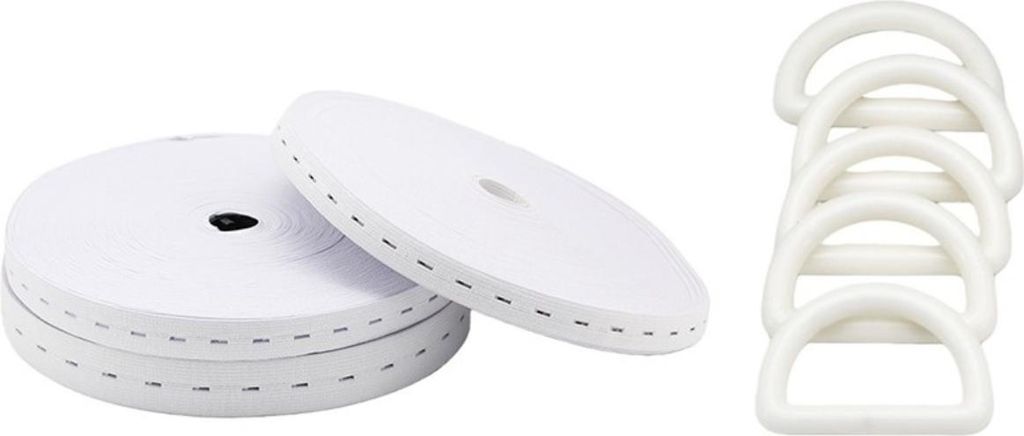 INF Verdicktes Knopfloch-Gummiband - 30 Meter verstellbarer Gummibund zum Nähen Weiß 1,5 M