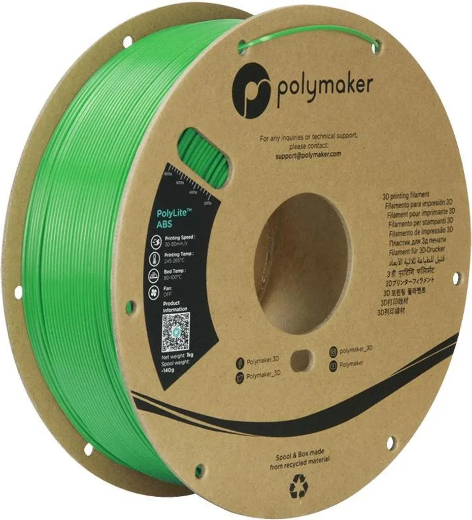 Polymaker PolyLite ABS Filament 1.75mm 1kg Vert pour Impression 3D Pro - 12