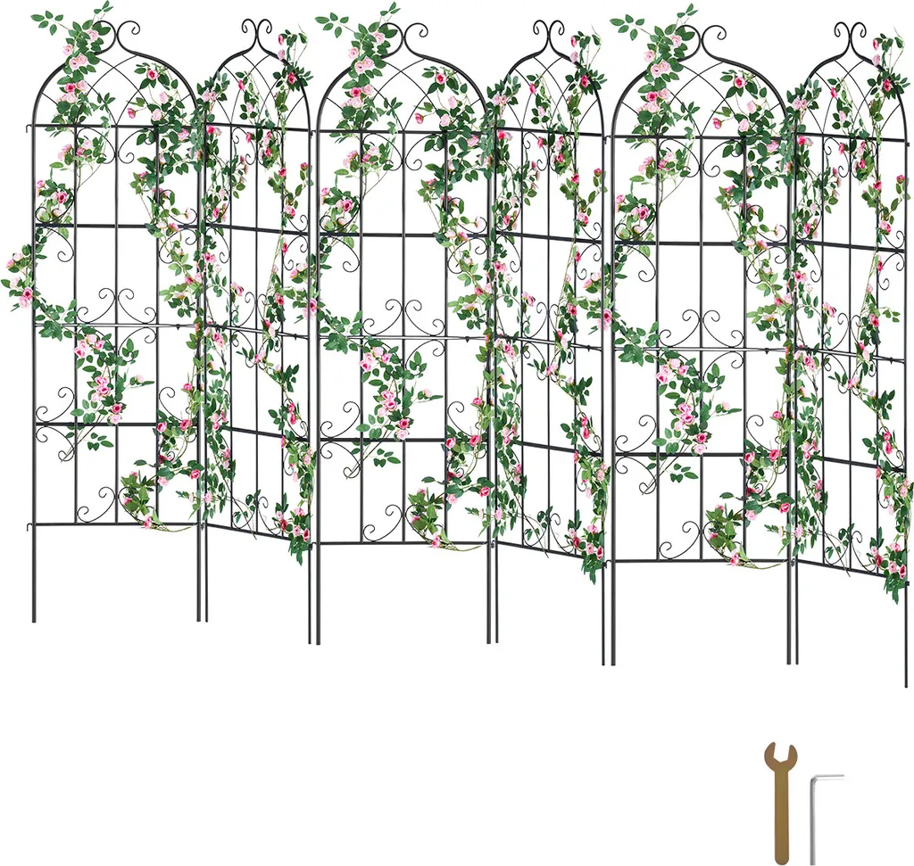 VEVOR Treillis pour Plantes Grimpantes 51x180 cm Set de 6 en Métal Noir