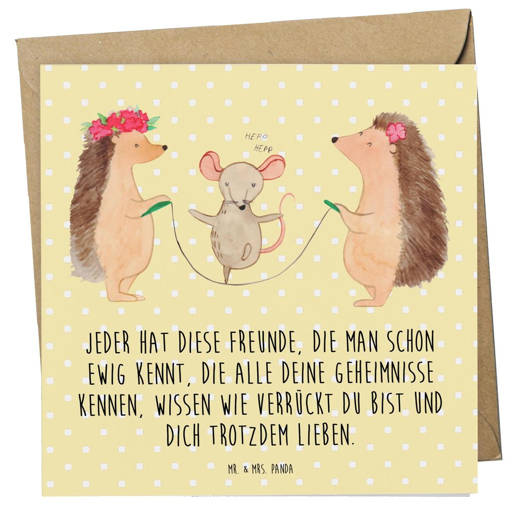 Mr. & Mrs. Panda Glückwunschkarte Igel Seilhüpfen - Gelb Produktbild 