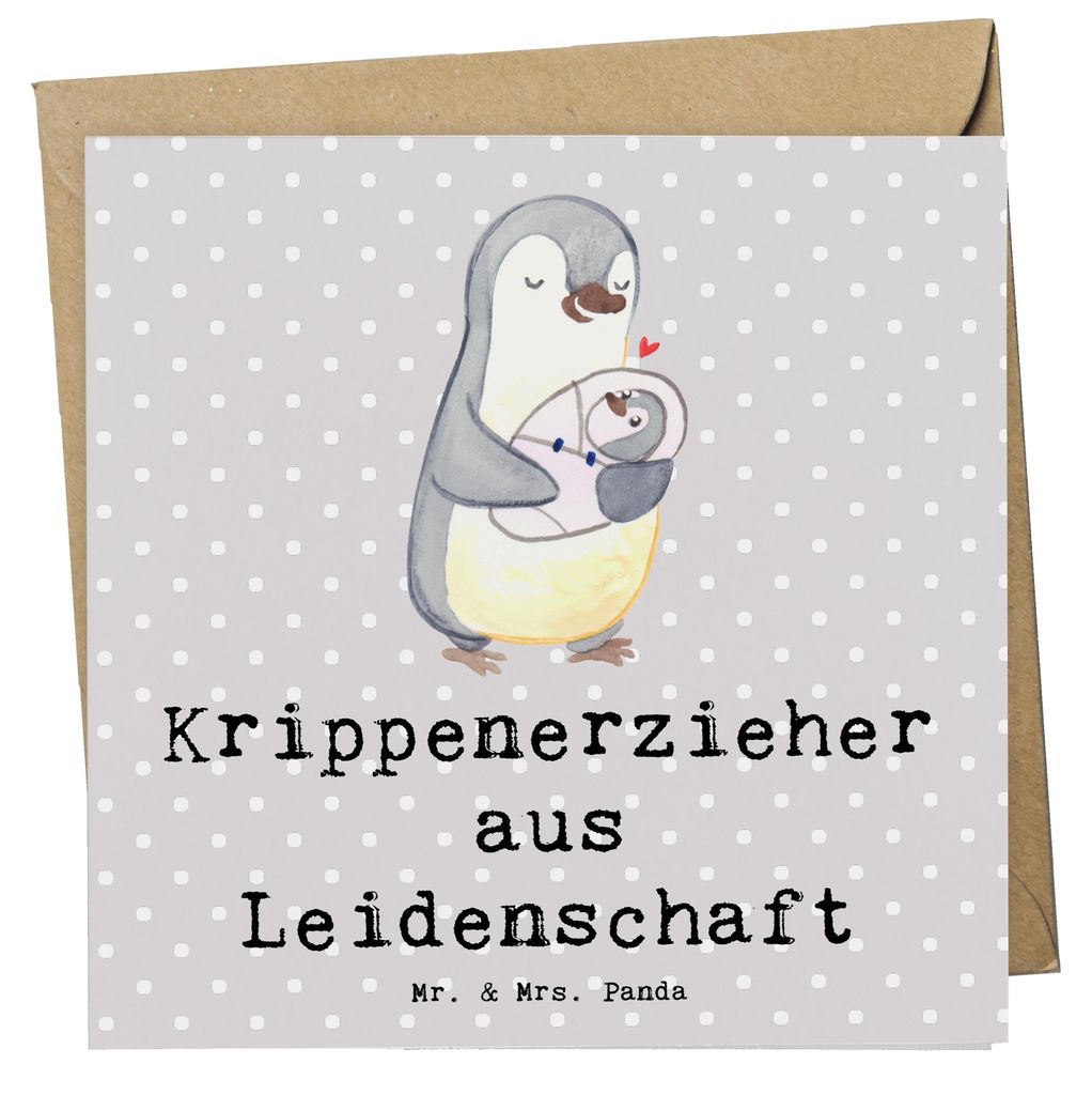 Mr. & Mrs. Panda Grußkarte Krippenerzieher Leidenschaft - Grau Pastell - Geschenk, Glückwunschkarte, KITA, Pädagoge, Klappkarte, doppelkarte, Er...