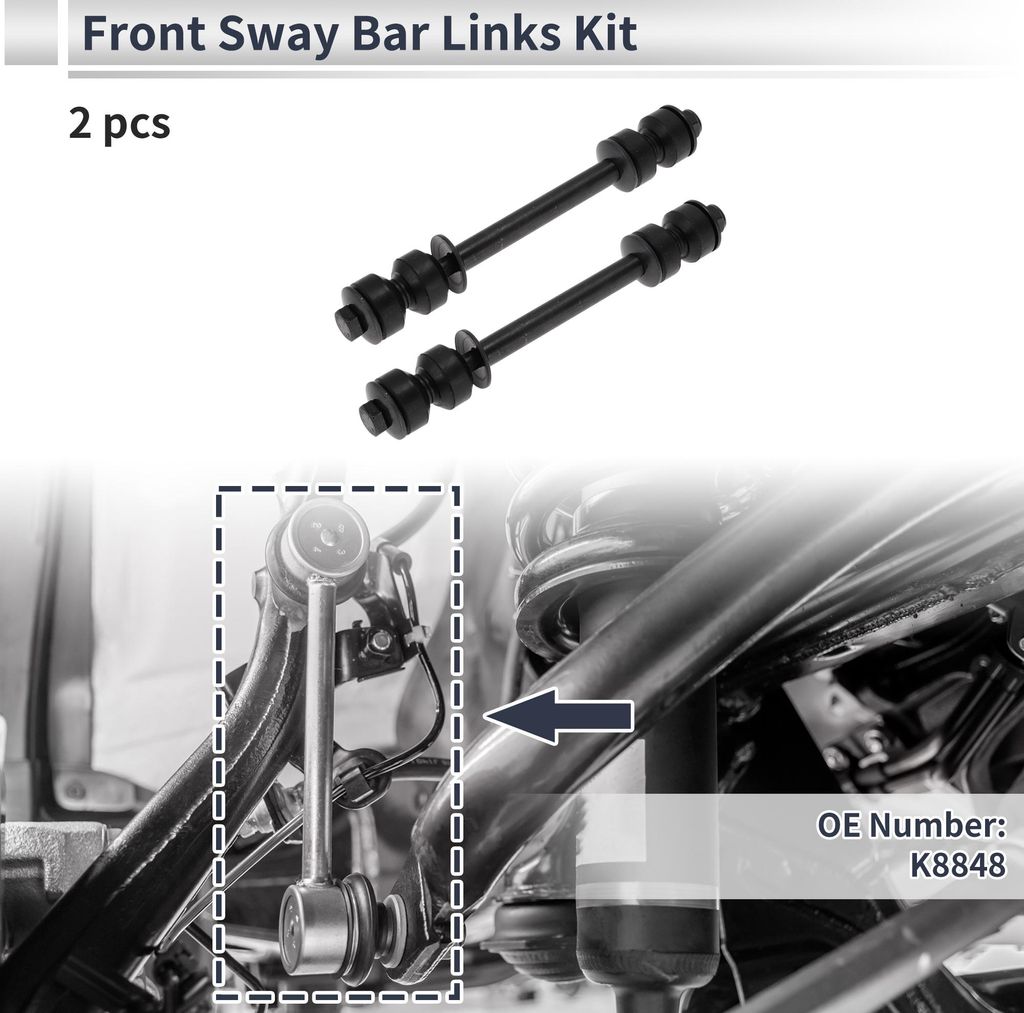 Vordere Stabilisator Lenker Für FORD Für Mustang 1994-2004 Stabilisator Lenker Kits Aufh?ngung Lenker Endlenker Nr K8848 Eisen Gummi Schwarz 2 Stk