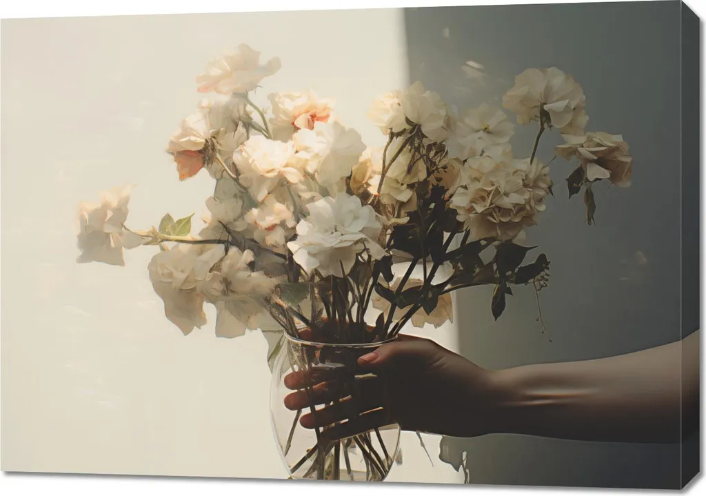 Tableau Fleurs 100x70 cm pour Salon Déco Nature Bouquet Éphémère