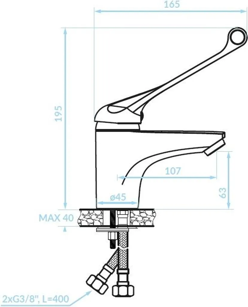 MADERA Rubinetto Medico Lavabo Colonna: Miscelatore Leva Clinica Lunga - 2