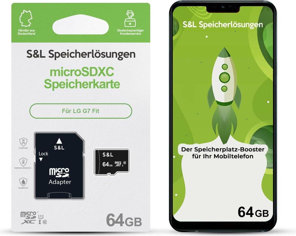 microSD Speicherkarte S&L für LG G7 Fit - Speicherkapazität: 64 GB