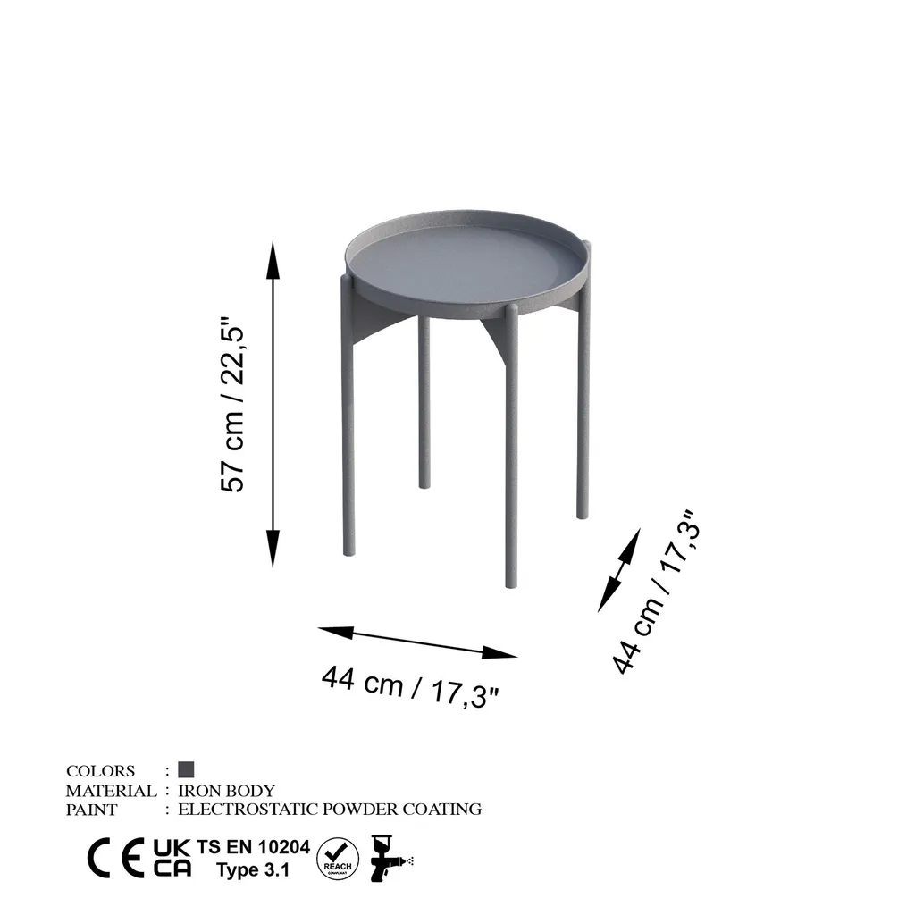 Table basse anthracite 100% métal robuste et stable - 44x44x57 cm - 6