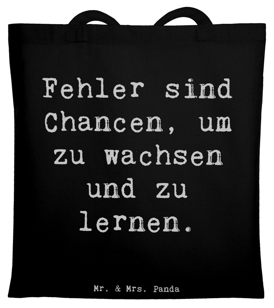 Mr. & Mrs. Panda Beutel Spruch Fehler lernen wachsen - Schwarz - Geschenk, positive Einstellung, Shopping Tasche, Motivation, Hoffnung, Schultasche...