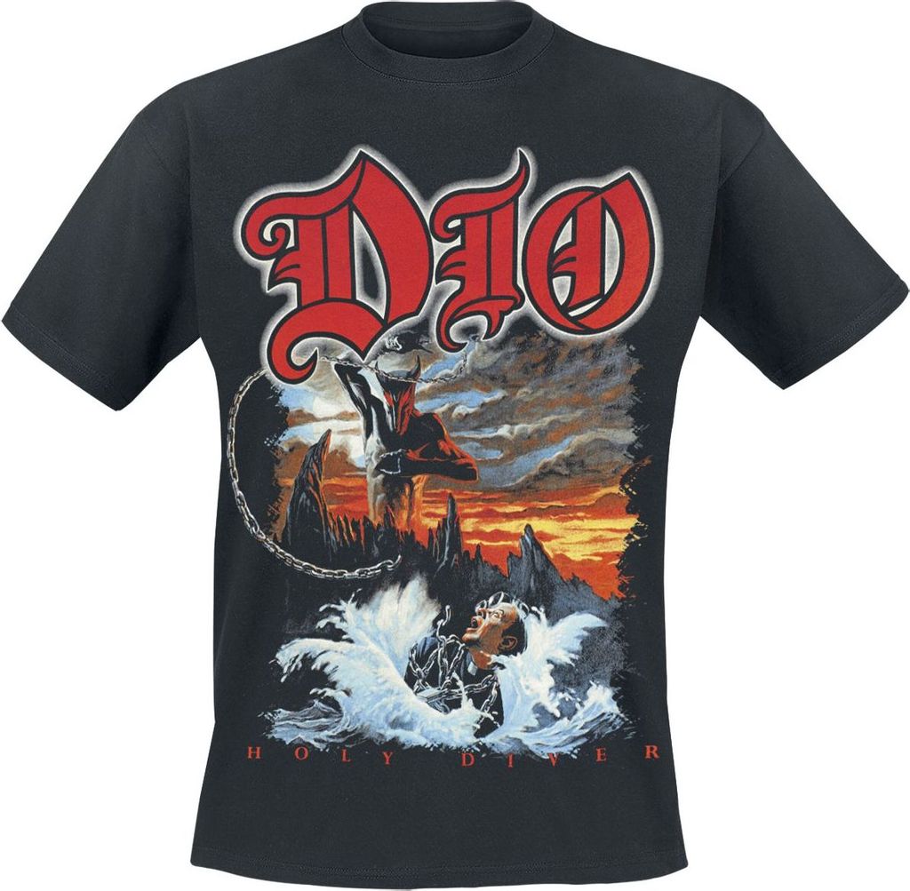 Dio T-Shirt Herren Holy diver schwarz Band-Merch, Bands 100% Baumwolle XL