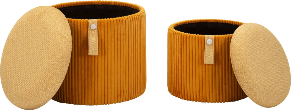 Optimisez votre Espace avec ces 2 Poufs Coffres Bolzano Jaune Moutarde - 6