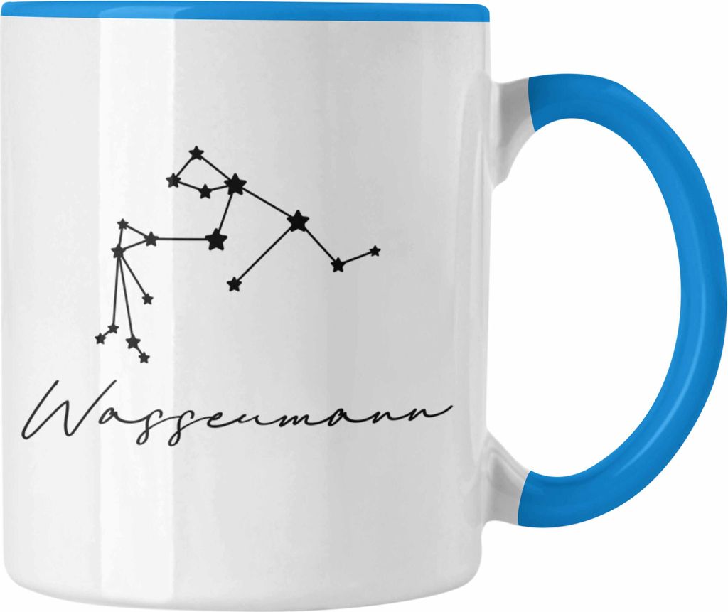 Trendation - Wassermann Sternzeichen Tasse Geschenk Horoskop Tierkreiszeichen (Blau)