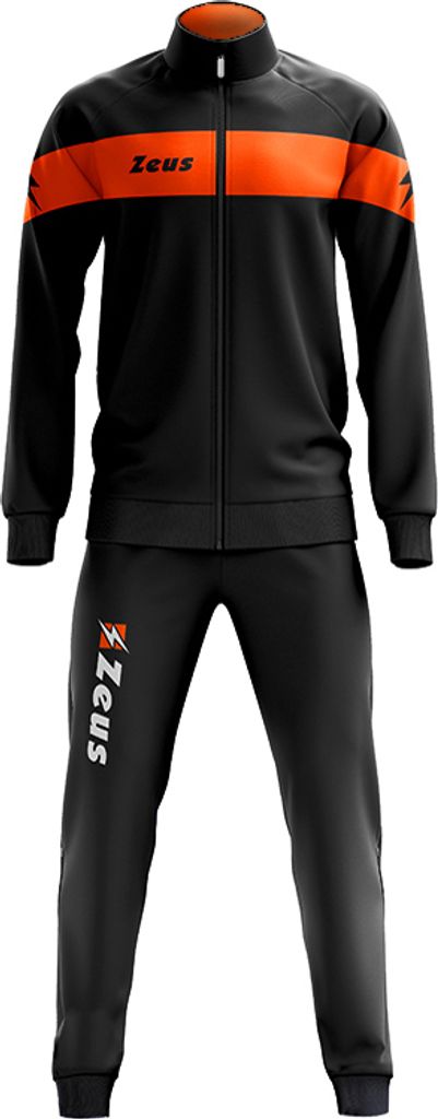 XS|Zeus Tuta Apollo Herren Trainingsanzug Schwarz Neon Orange