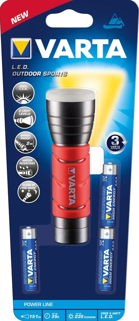 Varta 17627101421 Noir, Rouge Lampe torche LED Image du produit 