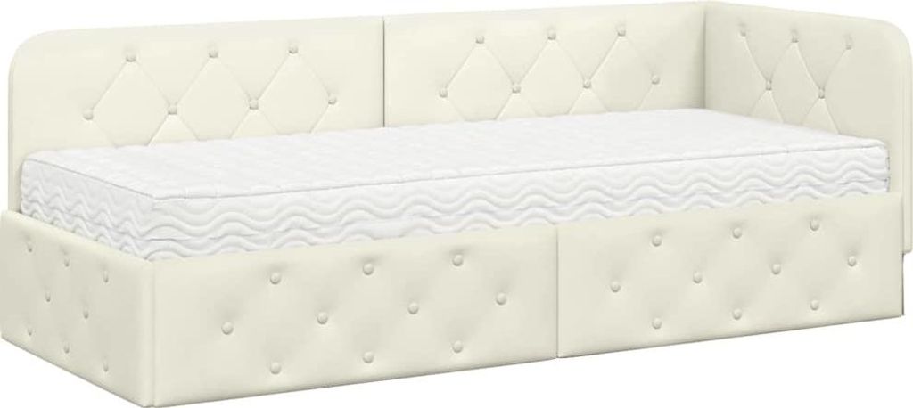 vidaXL Eckbettgestell Creme 80 x 200 cm Samt