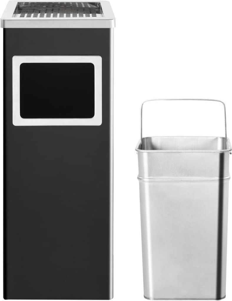 vidaXL Mülleimer mit Aschenbecher Hotel 36 L Stahl Schwarz