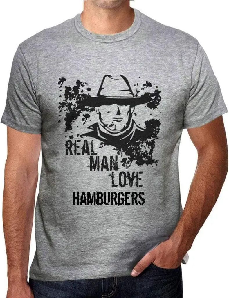 Herren Grafik T-Shirt Echte Männer lieben Hamburger – Real Men Love Hamburgers – Öko-Verantwortlich Vintage Jahrgang Kurzarm Lustige Druck Ge...