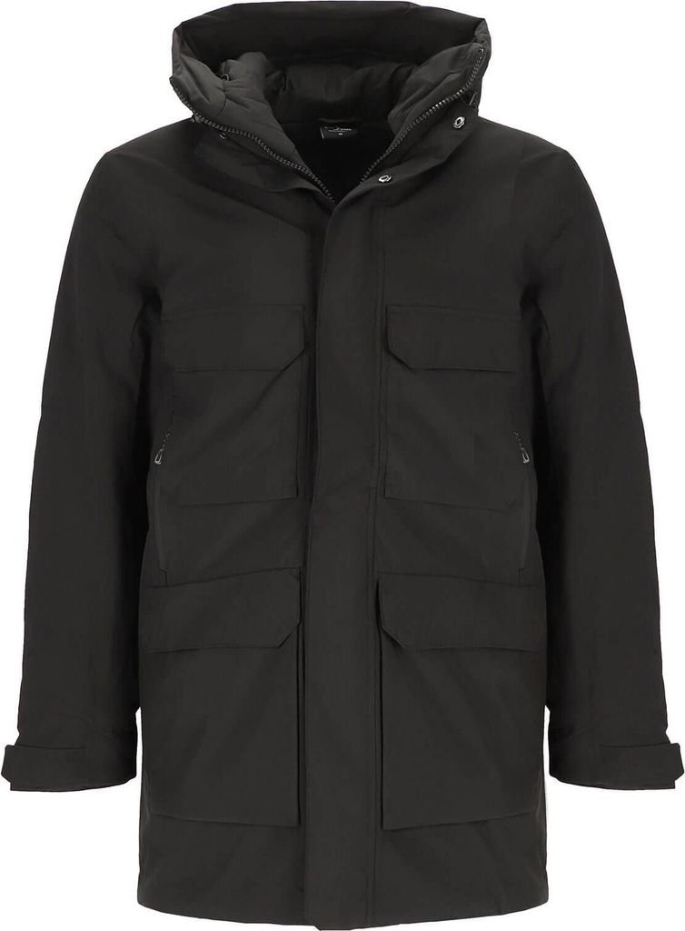 Blue Wave Herren Funktionsparka Marten mit Steppfutter - Wasserdichte Funktionsjacke mit Kapuze in Schwarz Größe XXL