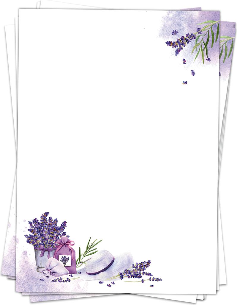 50 Blatt Briefpapier (A4) | Lavendel Provence | Motivpapier | edles Design Papier | beidseitig bedruckt | Bastelpapier | 90 g/m²