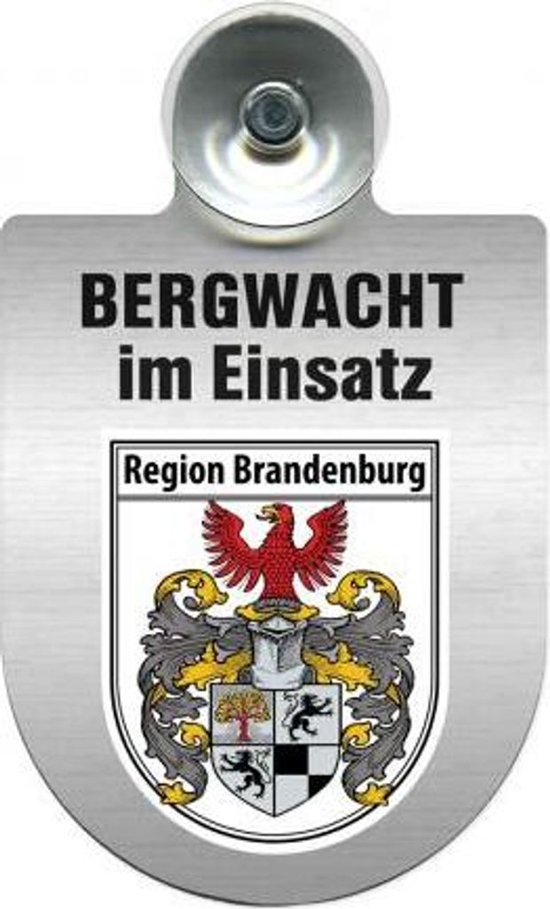 Einsatzschild mit Saugnapf - Bergwacht im Einsatz - incl. Regionenwappen nach Wahl 393807 Color - Region Brandenburg