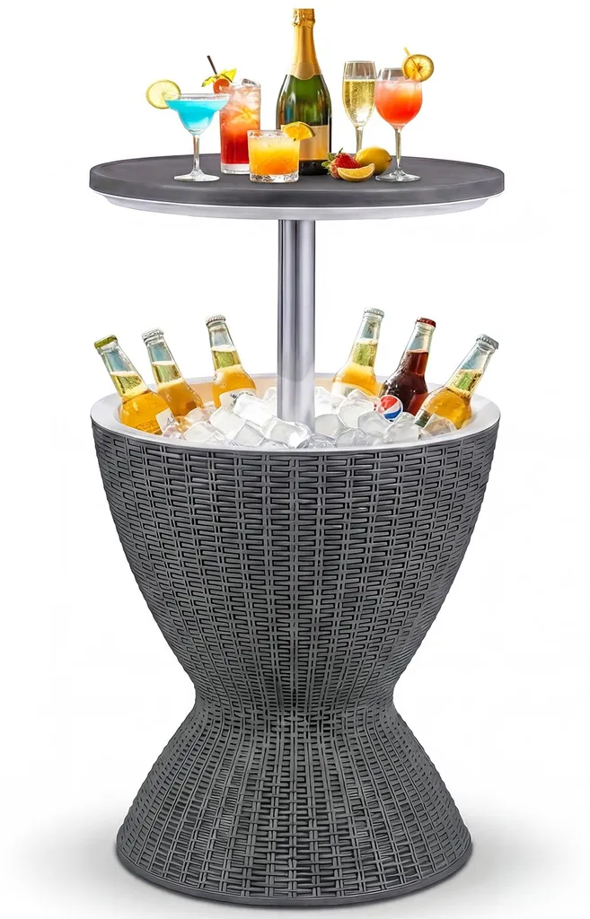 Refroidisseur de Bière et Vin 30L avec Table de Bar Réglable en Hauteur