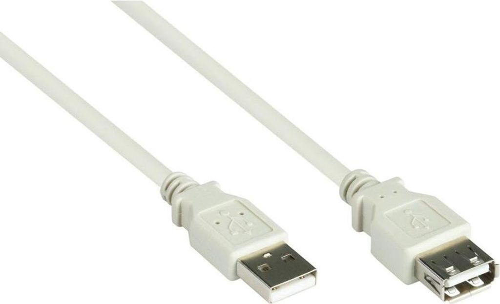 Verlngerungskabel USB 2.0 Stecker A an Buchse A, grau, 5m