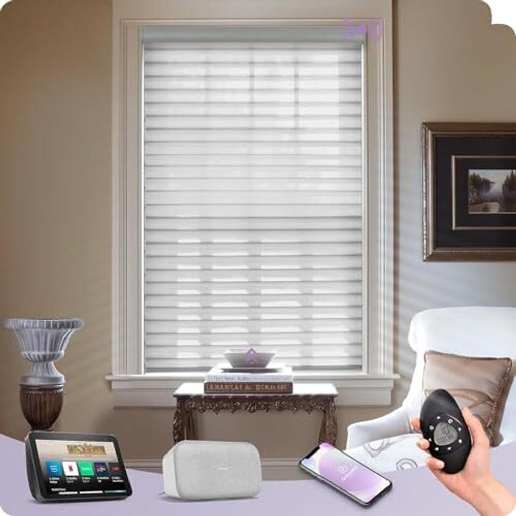 Graywind Shangri-La Duo Electric Roller Blind Blehoargable Motor, Messung leichter filtering motorisierter Jalousien kompatibler Alexa Google, Smart D